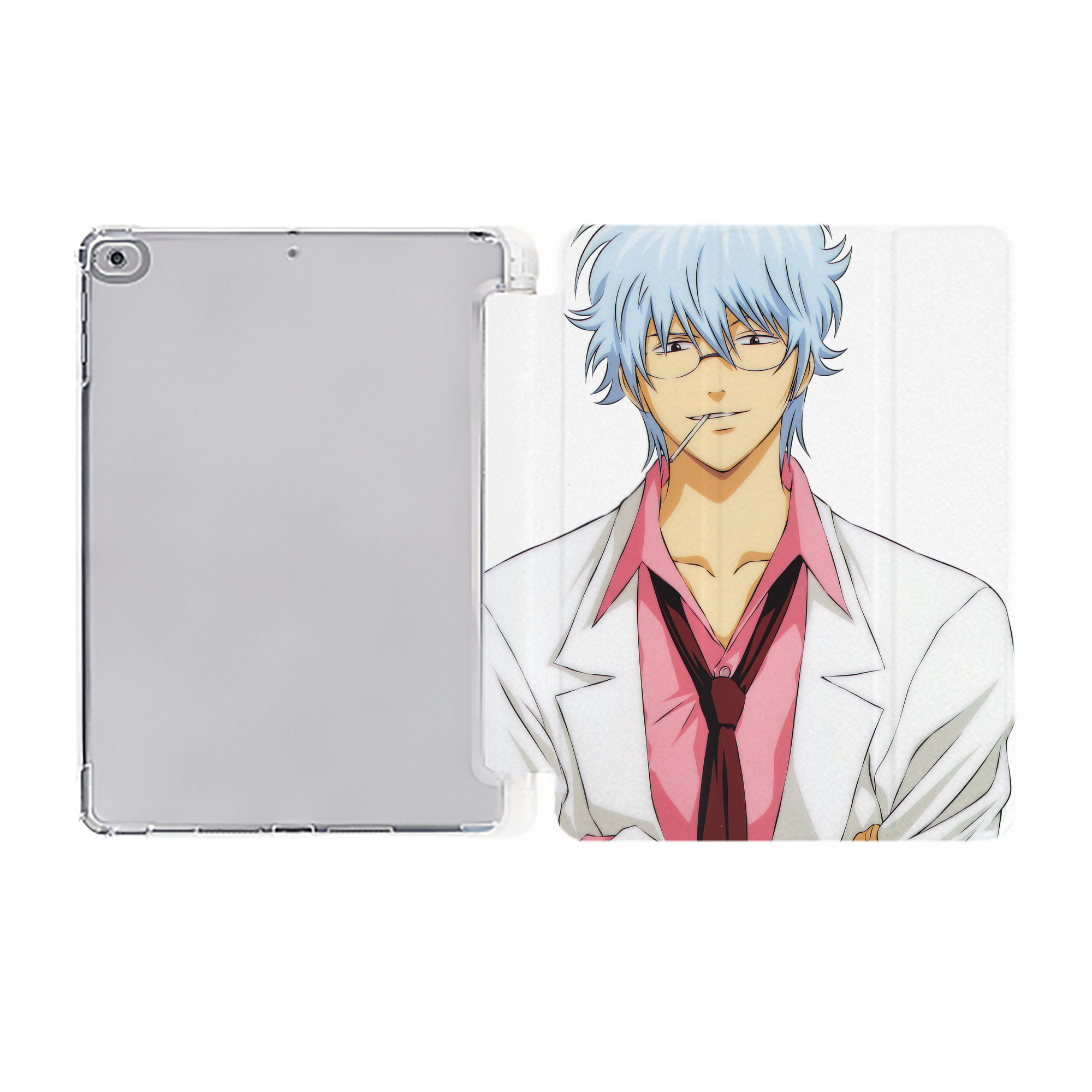 ぎんたま 坂田銀時（さかたぎんとき） 神楽 志村新八（しむら しんぱち） GINTAMA Sakata Gintoki Kagura Shimura Shinpachi IPad ケース ペン収納付き 三つ折りスタンド PUレザー×シリコン 対応機種9.5/10.5/10.9インチ